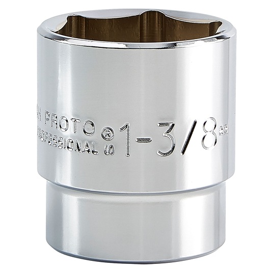 PROTO J5444H chrome socket, 1-3/8 inch size, front angle, metallic finish, tool photography