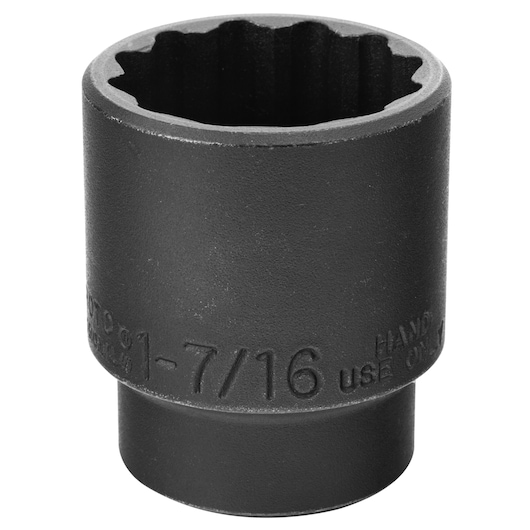 PROTO J5446B black 12-point socket, 1-7/16 inch, front angle, white background.