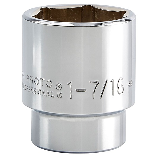 PROTO chrome socket, 1-7/16 inch size, SKU J5446H, front angle, photography on white background.