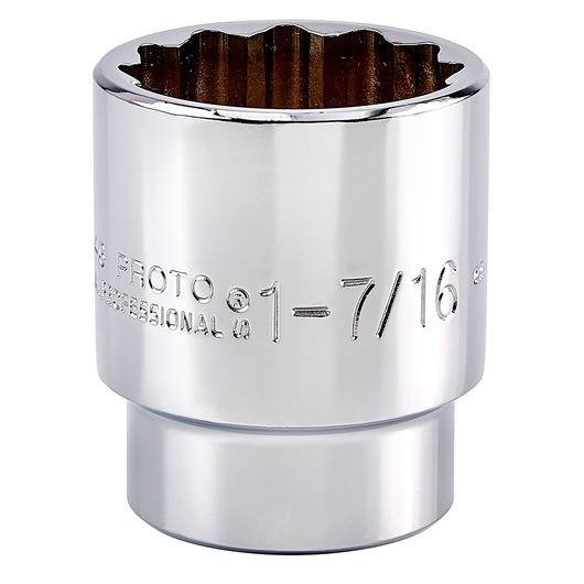 PROTO J5446 chrome socket, 1-7/16 inch size, professional tool, front angle on white background.