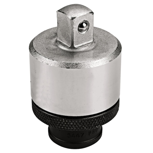 PROTO J5447 socket adapter with textured black grip, silver finish, product photo on white background