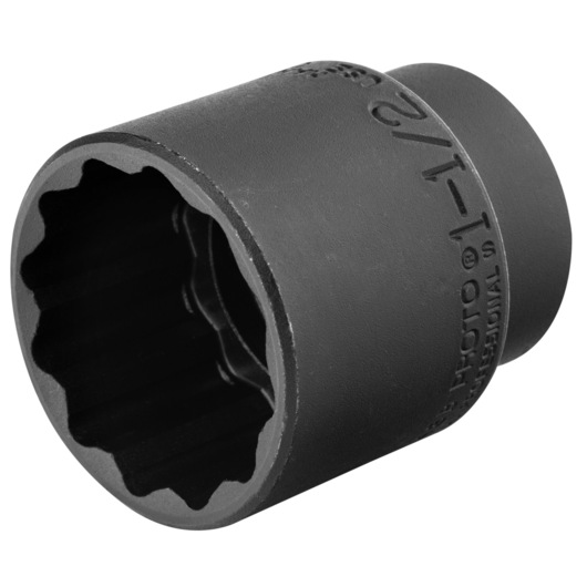 PROTO J5448B black twelve-point impact socket, angled side view on white background.