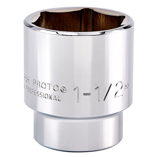 PROTO J5448H chrome socket, 1-1/2 inch, six-point, front angle on white background.