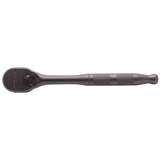PROTO J5449HTCBL ratchet with knurled handle, black finish, top view on white background.