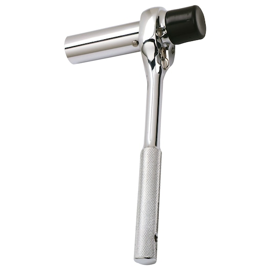 PROTO J5449SC chrome torque wrench with knurled handle, side angle, white background