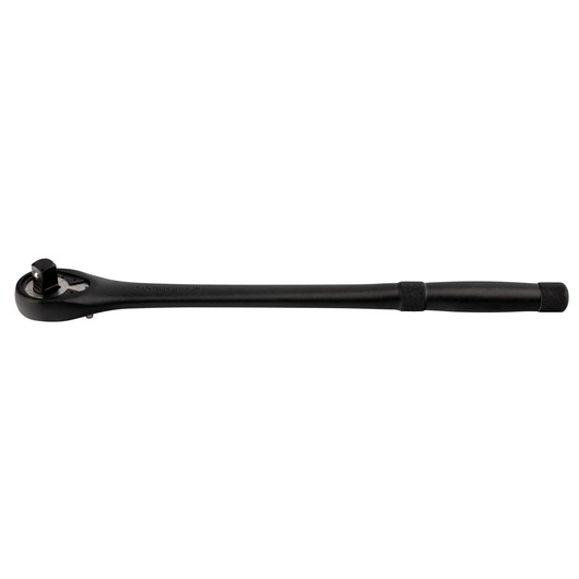 PROTO J5450XLBL black long-handle ratchet, side view, isolated on white background, hand tool.
