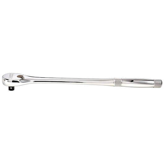 PROTO J5450XL chrome ratchet with knurled handle, side view, tool category, white background.