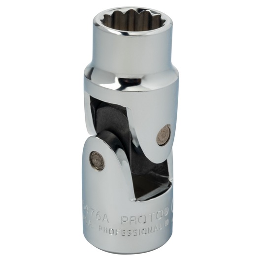 Photo of PROTO J5476A chrome universal joint socket, close-up on white background.