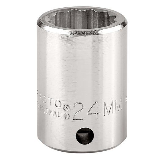 PROTO J5524M chrome 24mm socket tool, front angle on white background.