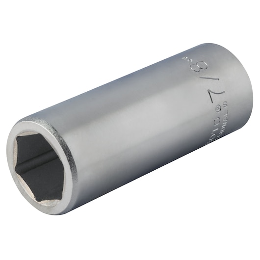 PROTO J5528HL chrome deep socket, 6-point, 3/8 inch, angled view on white background.