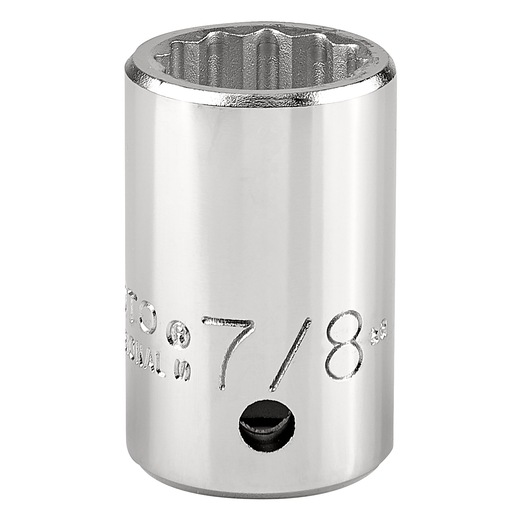 PROTO J5528 chrome socket, 7/8 inch size, product photo, front angle on white background.