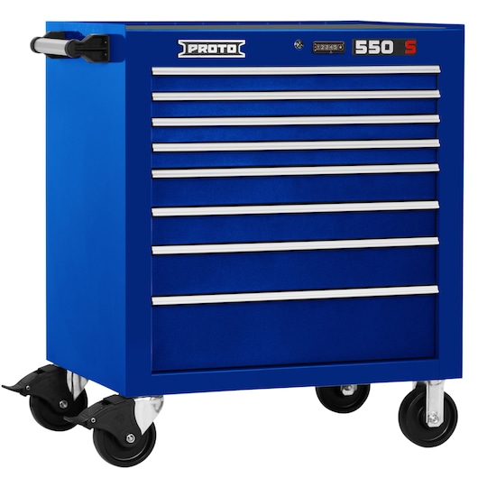 34 in. 8-Drawer Roller Cabinet (Gloss Blue)