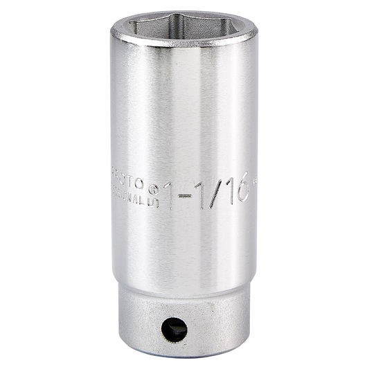PROTO J5534HL chrome socket, 6-point, 1-1/16 inch size, photographed upright on white background.