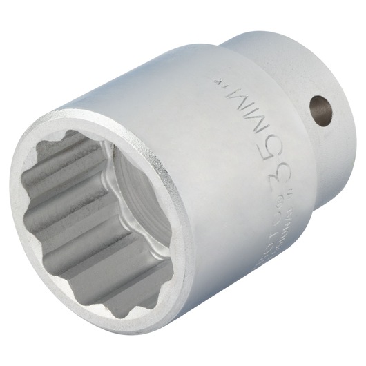 PROTO J5535M 35mm 12-point chrome socket, side angle, silver finish.