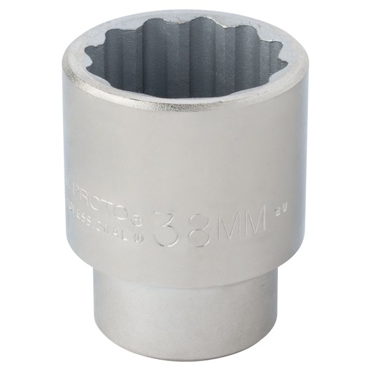 PROTO J5538M 38mm chrome socket, close-up angle, shown on white background.