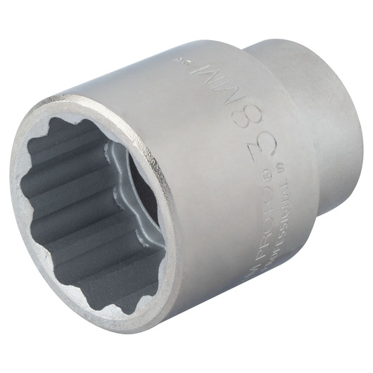 PROTO J5538M 12-point socket, silver finish, angled front view on white background.