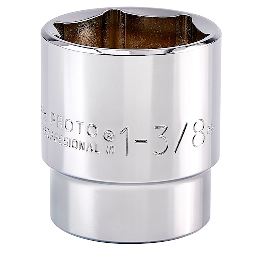 PROTO J5540 chrome socket, 1-3/8 inch size, front angle on white background.