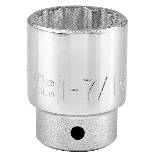 PROTO J5546 chrome socket, 1-7/16 inch, twelve-point, front angle on white background.
