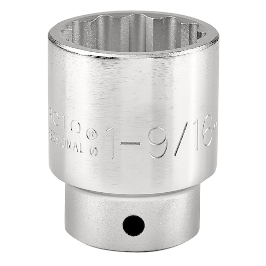 PROTO J5550 chrome socket, 1-9/16 inch, photography of front angle on white background.