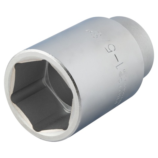 PROTO J5552HL chrome socket, 6-point, silver finish, close-up angle on white background.