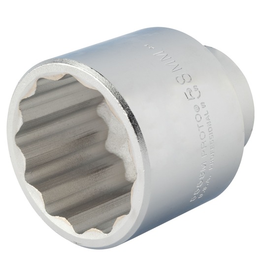PROTO J5558M chrome 12-point socket, side angle on white background.