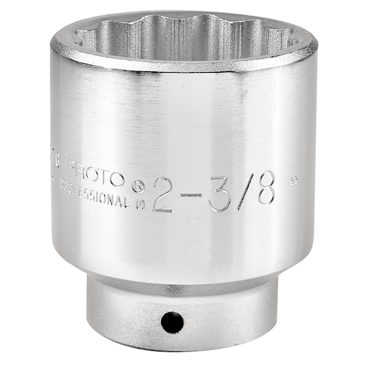 PROTO J5576 chrome socket with 2-3/8 inch sizing, shown upright on white background, close-up angle.
