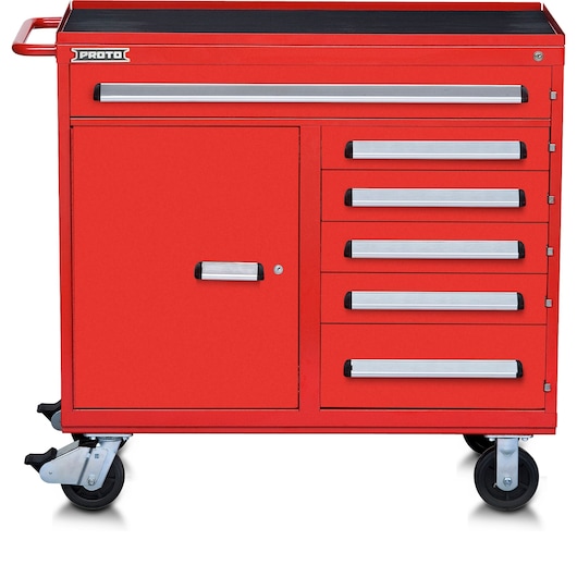 45 in. 6-Drawer 1-Shelf Workstation (Gloss Red)