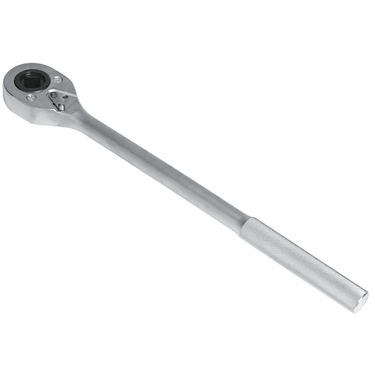 PROTO J5649FW ratchet wrench, silver finish, knurled handle, product photography, angled view.