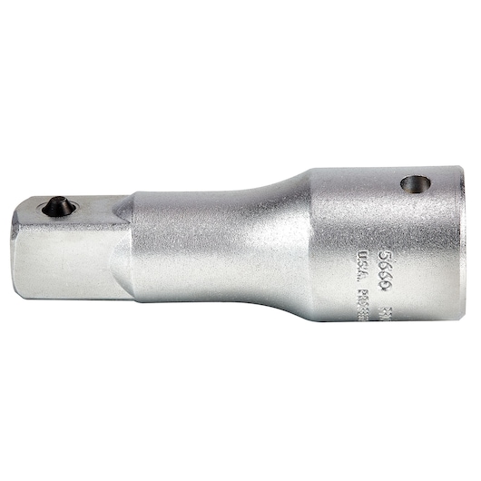 PROTO J5660 metallic socket extension, side angle, with engraved SKU and hole detail.
