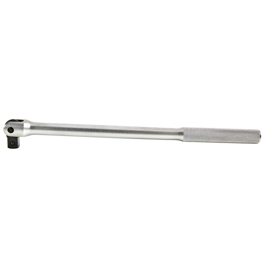 PROTO J5668 breaker bar, silver steel, straight handle, knurled grip, side angle on white background.