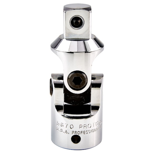 PROTO J5670 chrome universal joint socket adapter, front angle on white background.