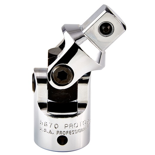 PROTO J5670 chrome universal joint socket adapter, close-up on white background.
