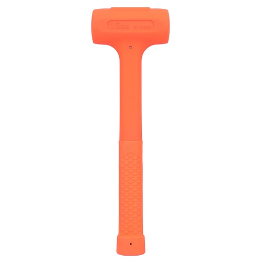 Photo of PROTO J57-530A orange dead blow hammer with textured handle, front angle on white background.