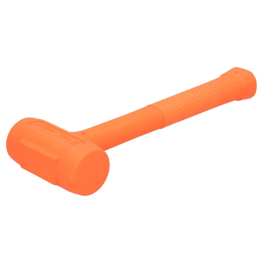 Photo of PROTO J57-531A orange dead blow hammer with textured handle, angled on white background.