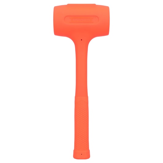 Front view photo of PROTO orange dead blow hammer with textured handle, J57-534A, against white background.