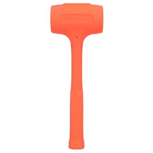 PROTO J57-534A orange dead blow hammer front view, textured handle and solid rubber construction.