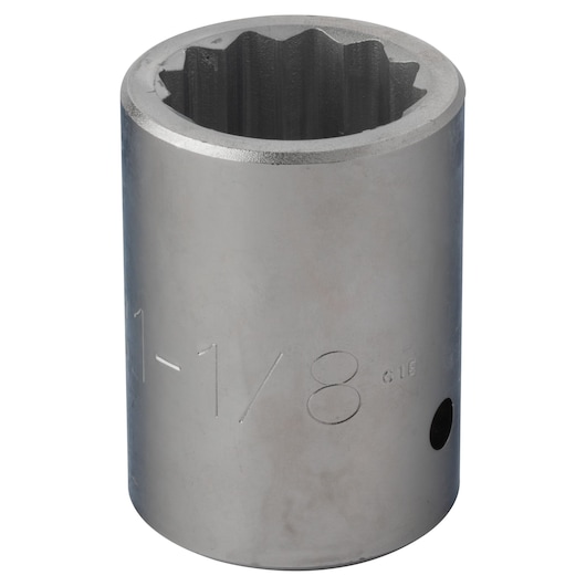 PROTO J5736 chrome socket, 12-point, large opening, photographed on white background.