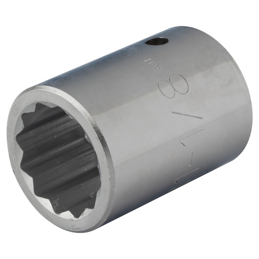 PROTO J5736 chrome finish 12-point socket, 7/8 inch size, angled on white background.