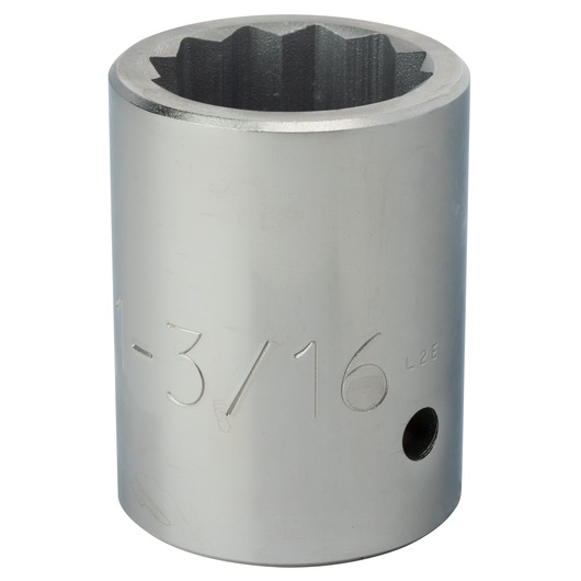 PROTO J5738 chrome socket, 1-3/16 inch size, cylindrical shape, photographed from angled view.