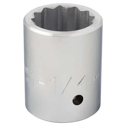 PROTO J5740 chrome socket with 12-point design, 1-1/4 inch size, front angle view on white background.