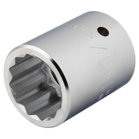 PROTO J5740 chrome six-point socket, close-up angle on white background.