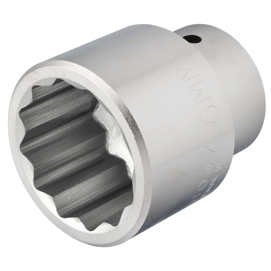 PROTO J5746MT chrome socket, 46mm, twelve-point design, close-up angle on white background.