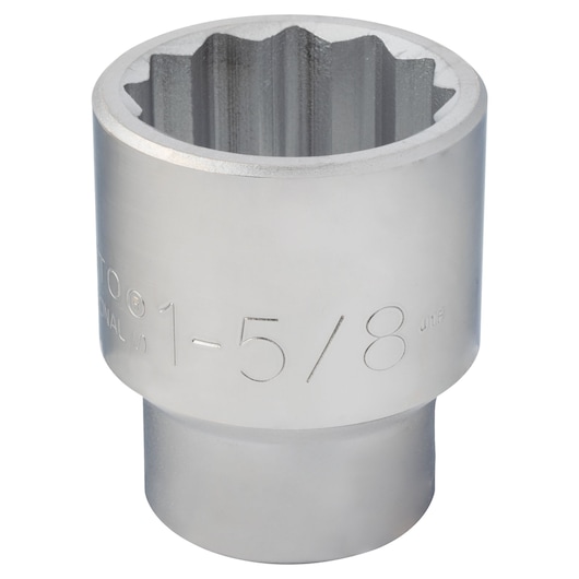 PROTO J5752 chrome-finished 12-point socket tool, 1-5/8 inch size, close-up, on white background.
