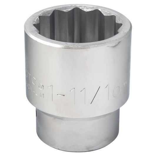 PROTO J5754 chrome hand socket, large size, 12-point, side angle on white background.