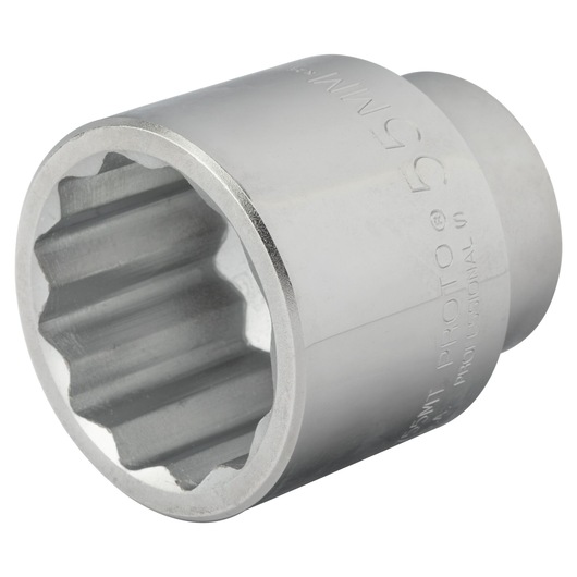 Photo of PROTO J5755MT chrome-finished socket tool, front angle on white background.