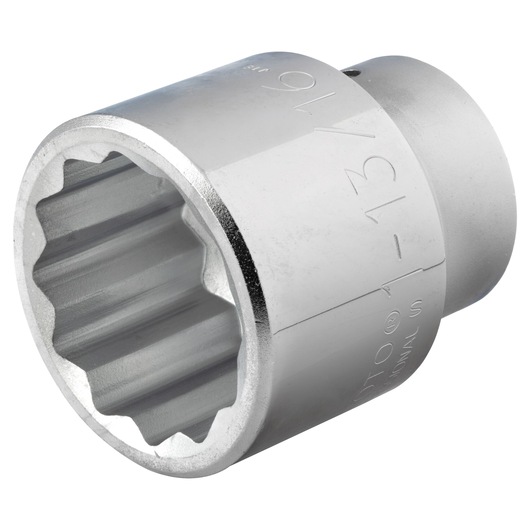 PROTO J5758 chrome hand socket, 12-point, close-up photo on white background.