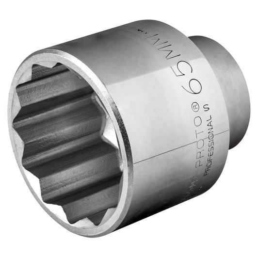 PROTO J5765MT 65mm chrome socket, 12-point design, angled view on white background.