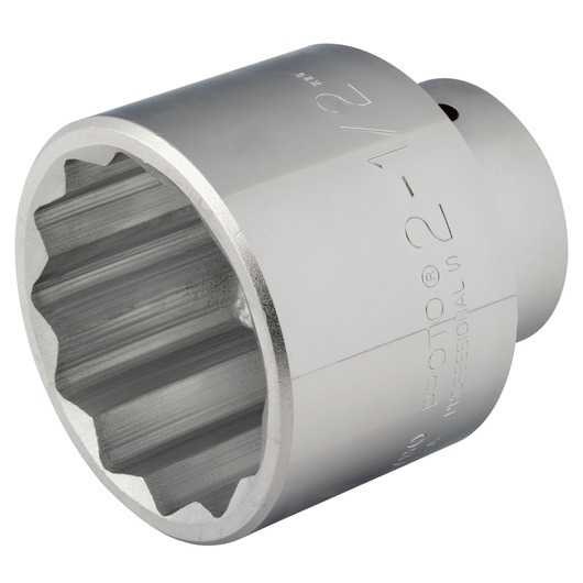 PROTO J5780 chrome socket with 12-point interior, angled view on white background, tool accessory.