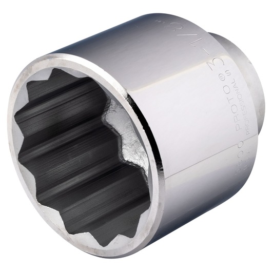 PROTO J5800 chrome socket, closeup angle on white background, showing 12-point design.
