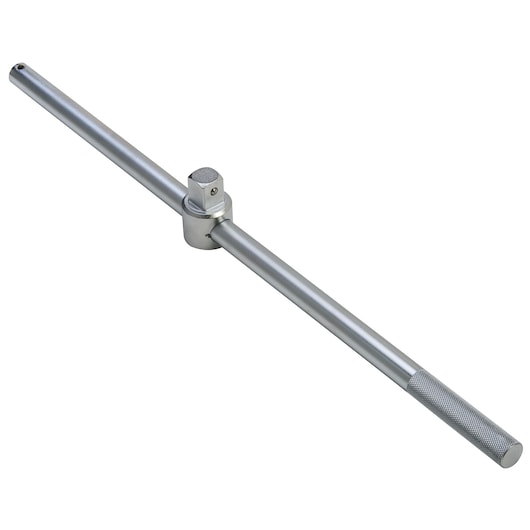 Photo of PROTO J5886 sliding T-handle socket wrench with knurled grip, silver finish, angled on white background.